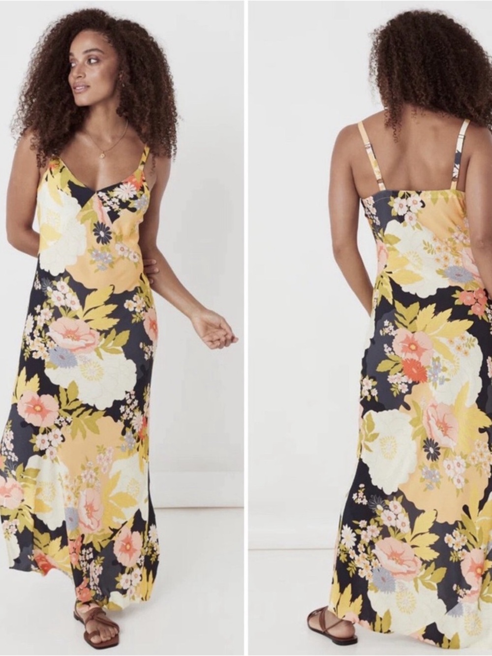 Spell Floral Maxi Dress in Black and Yellow
